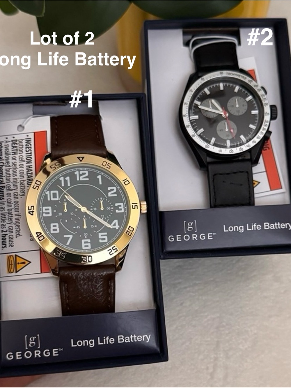 George Men’s Long Life Battery Watch, Lot of 2